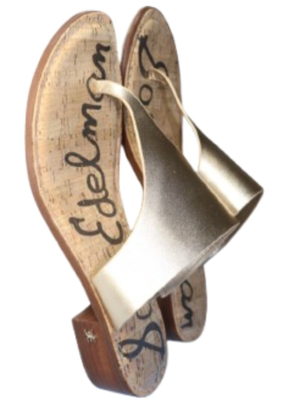Sam Edelman Jaynee Slide Sandal Molten Gold Metallic Leather Size 9 Half